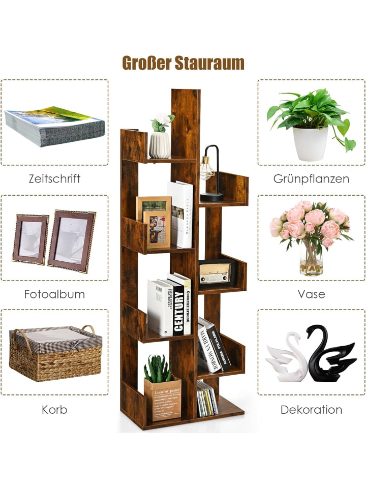 COSTWAY Bücherregal in Braun günstig kaufen 50 cm