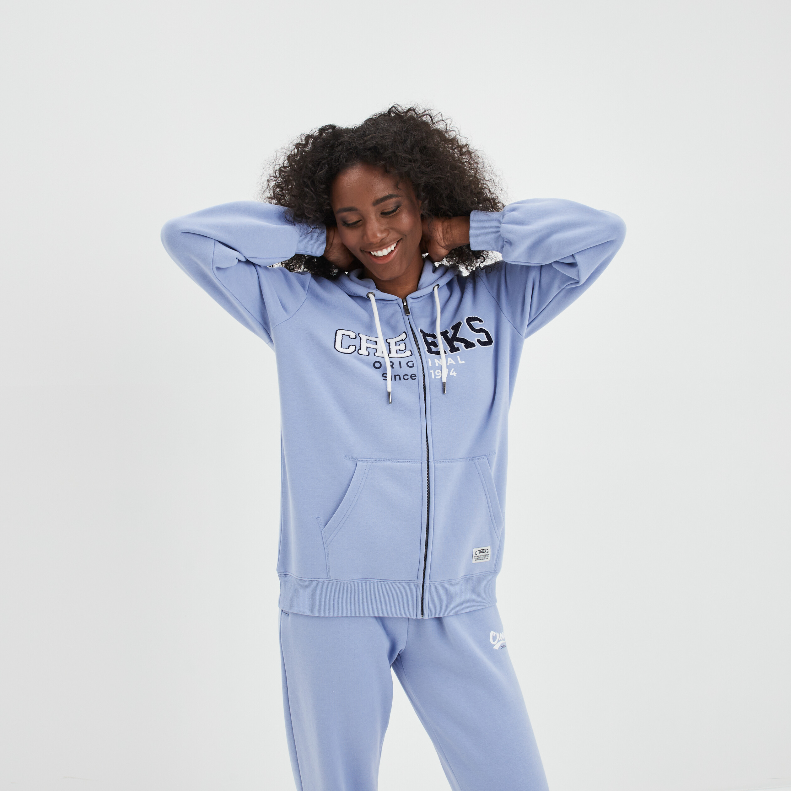 Sweat zippé à capuche hoodie bleu gris femme | La Halle