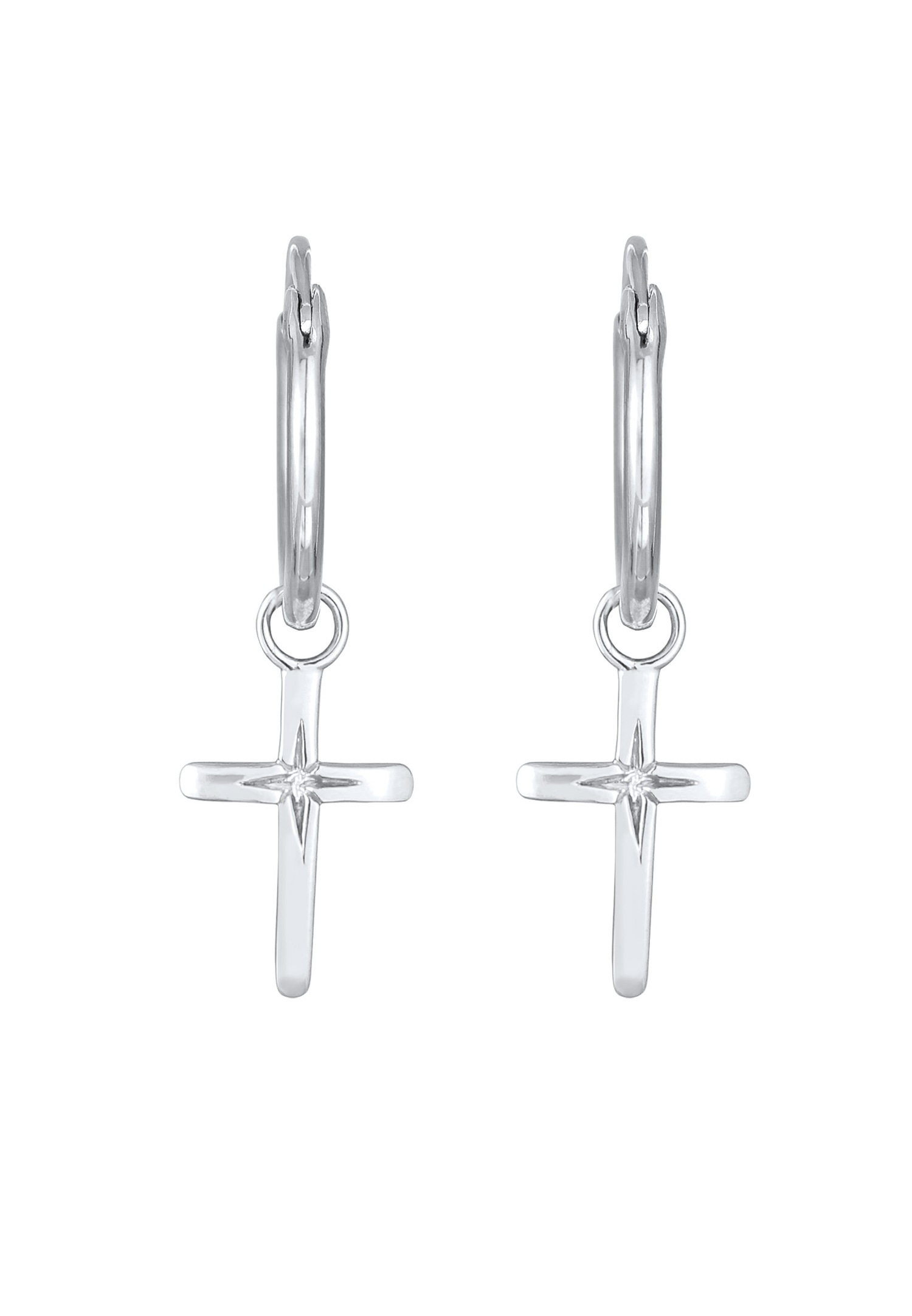 Elli Elli Creoles Femmes Croix Argent Sterling 925 Komunia / Bierzmowanie
