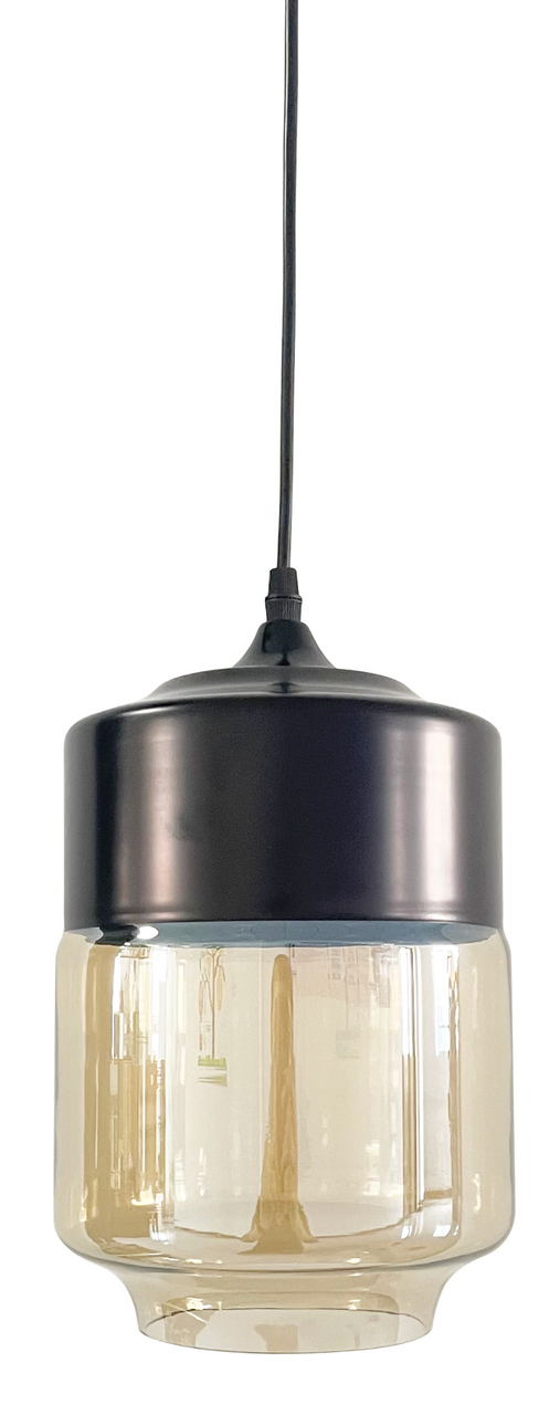 LUXULA LED-Hängelampe in schwarz, rundlich, aus Glas, E27-Fassung, IP20, Ø18 cm