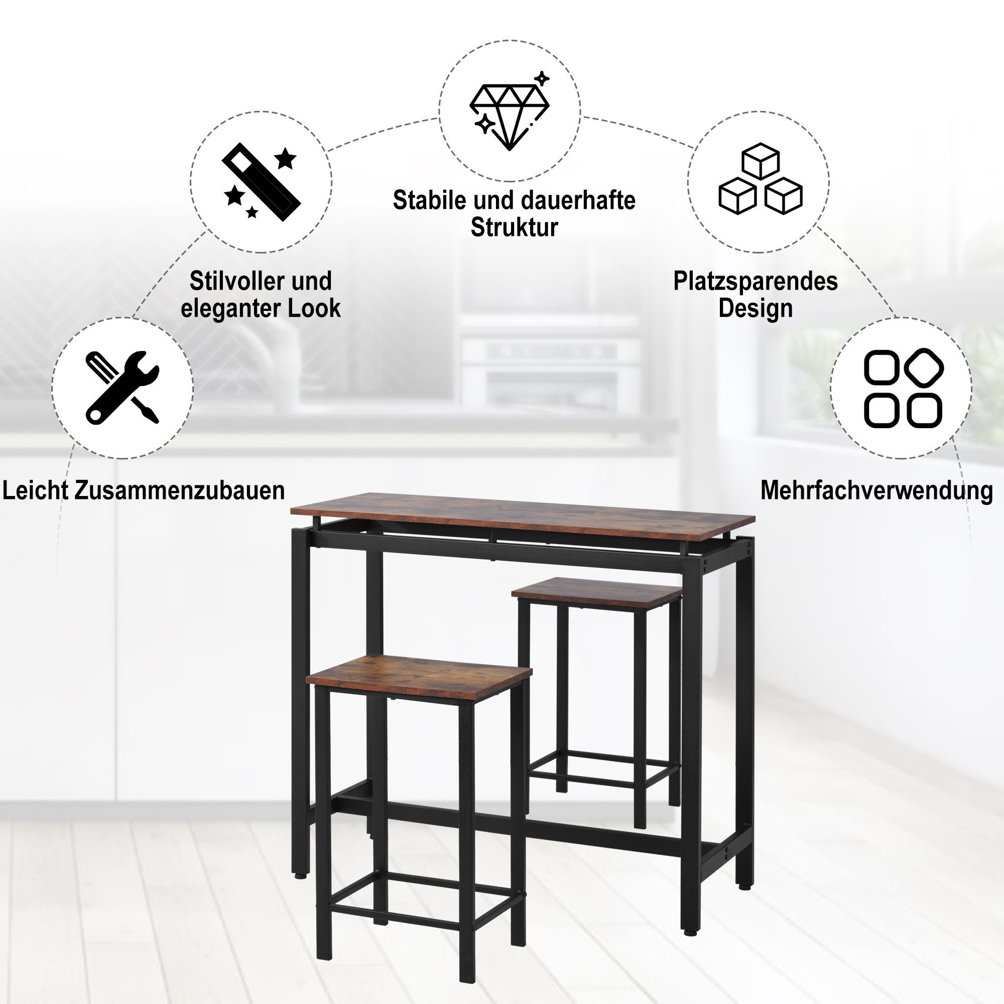 Flieks Bartisch, Bar Tisch und Stühle, Stehtisch und Barhocker