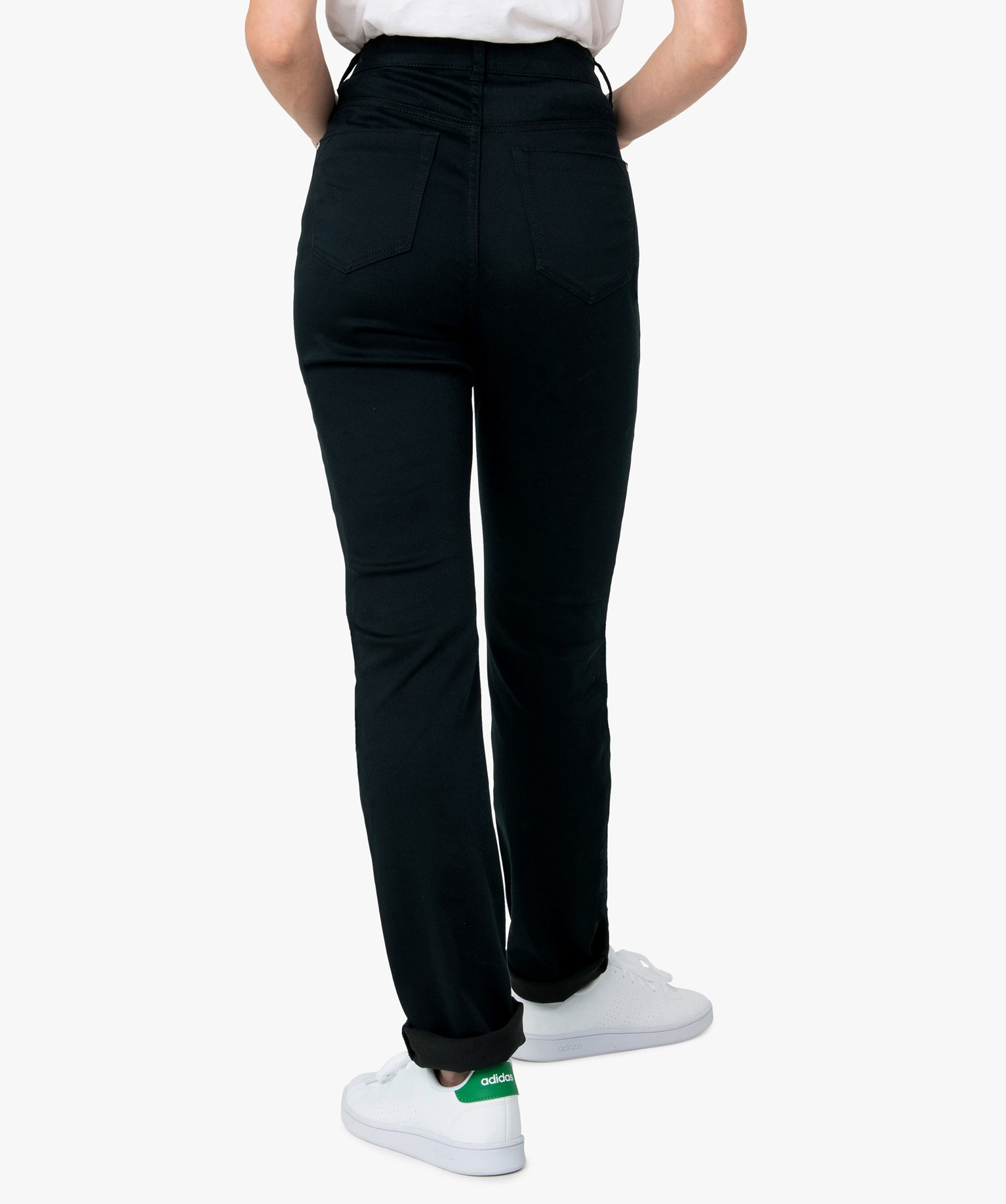 Pantalon femme coupe Regular en stretch noir | GEMO