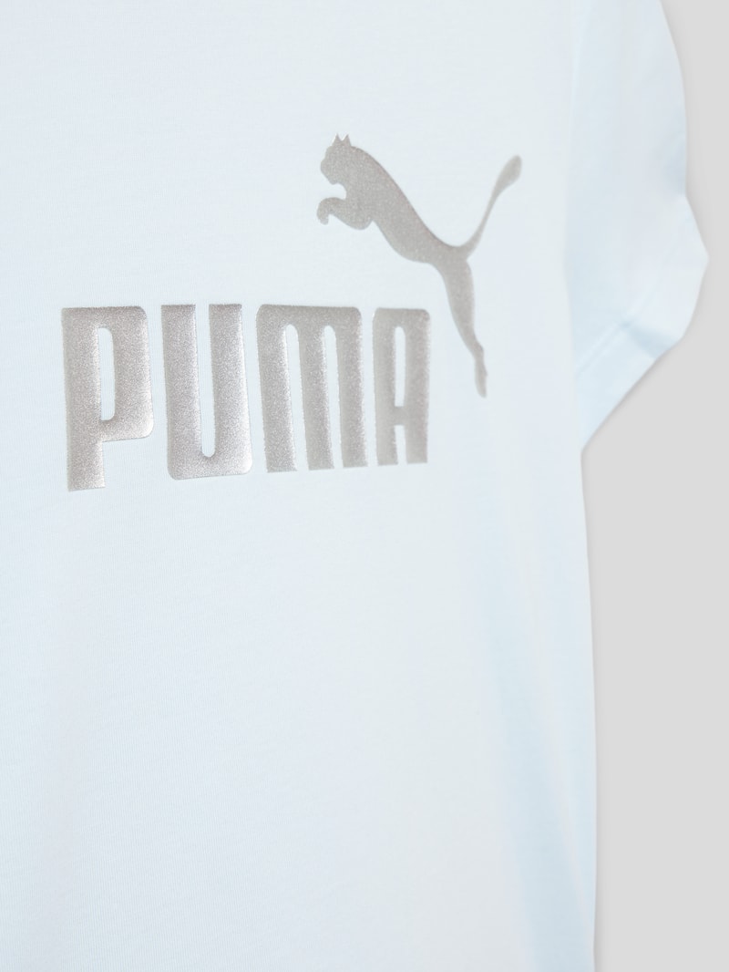 T-Shirt mit Label-Print in hellblau