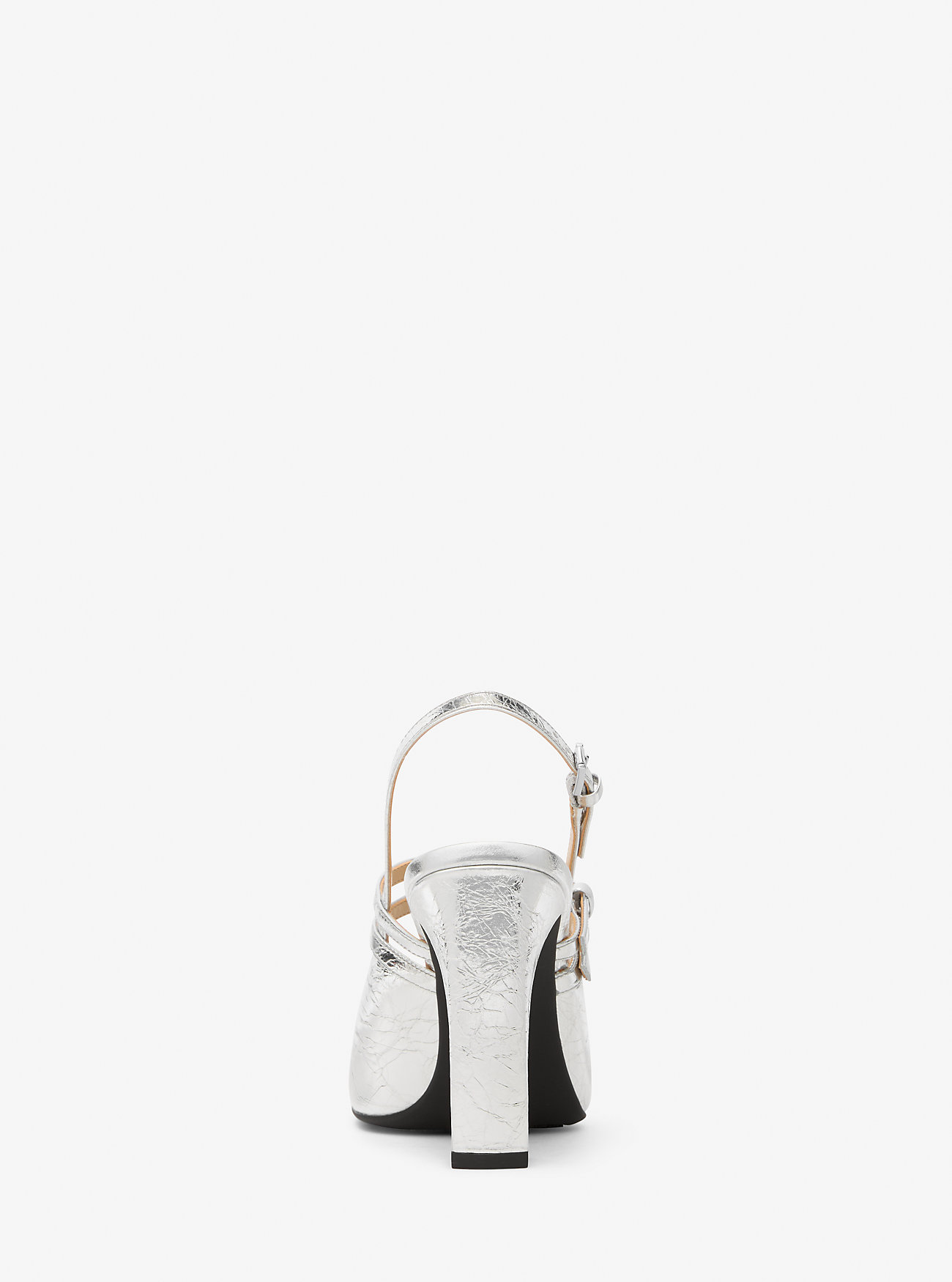 Matilda krakelerte metalliske slingback-pumps i skinn – SØLV