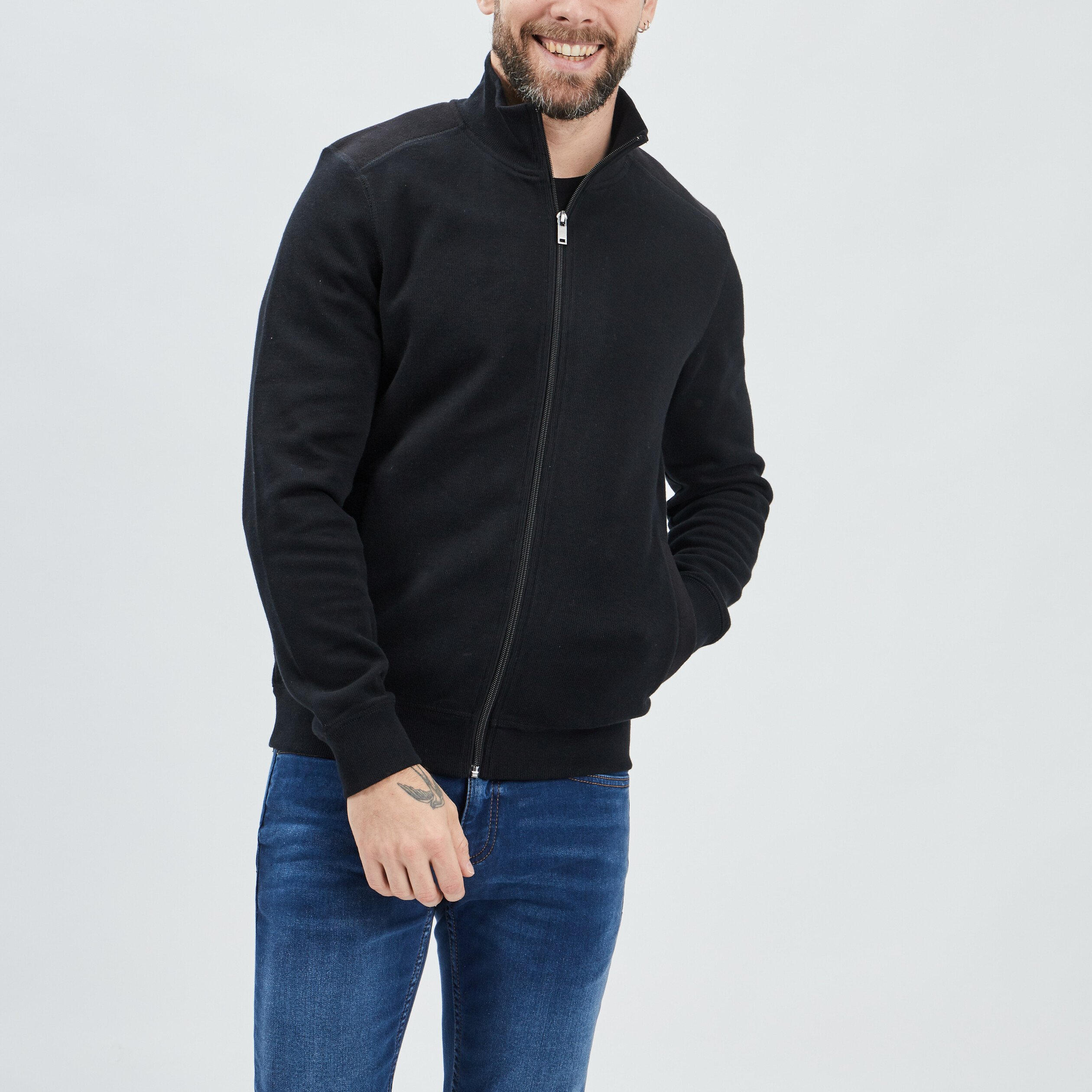 Gilet zippé avec col montant noir homme | La Halle