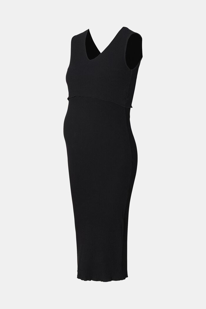 Geripptes Kleid mit Stillfunktion, Bio-Baumwolle