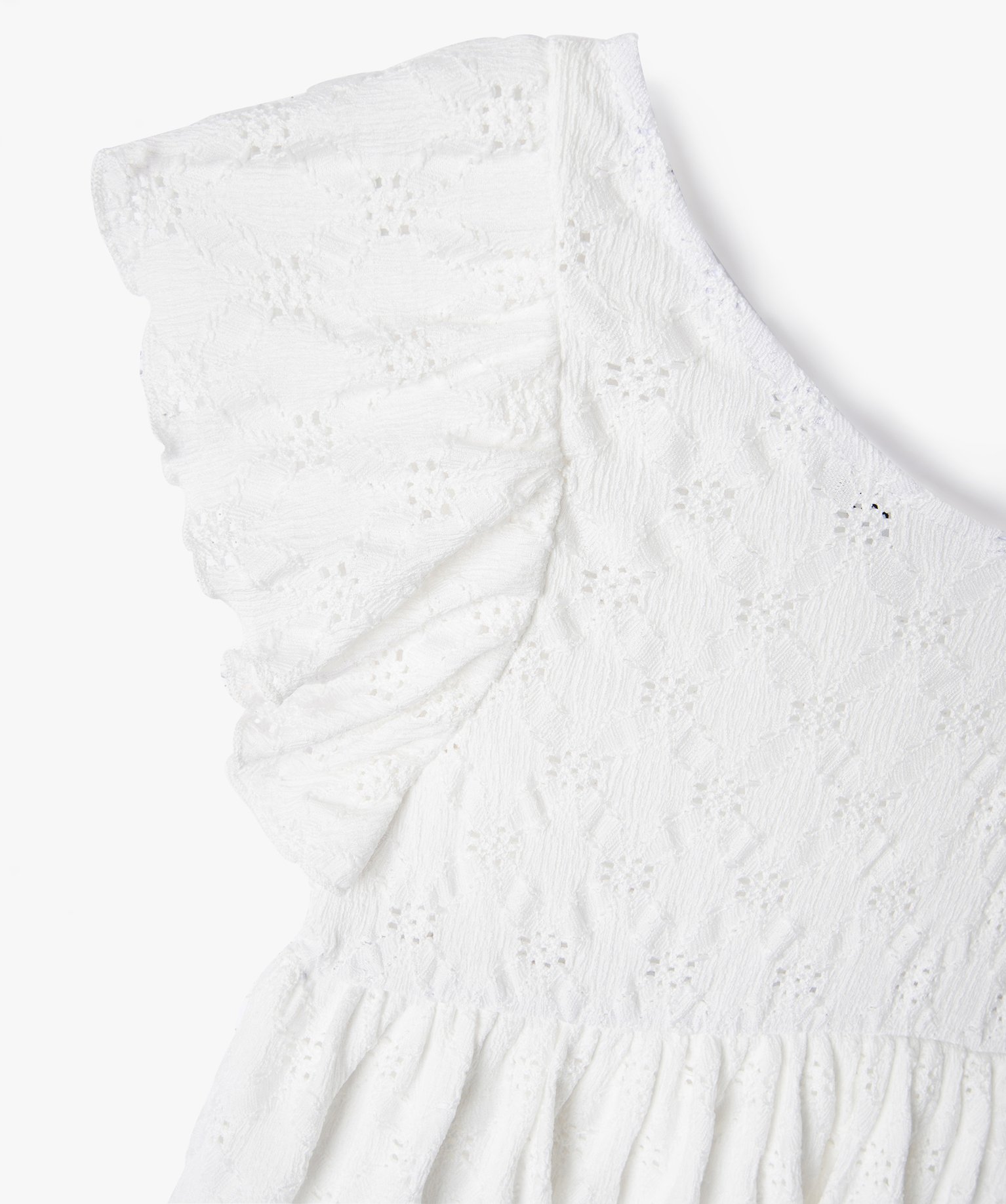 Robe courte asymétrique en maille ajourée fille ecru | GEMO