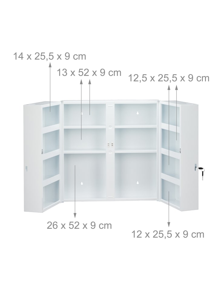 relaxdays Medizinschrank in Weiß - (B)52,5 x (H)53 x (T)19,5 cm günstig kaufen onesize
