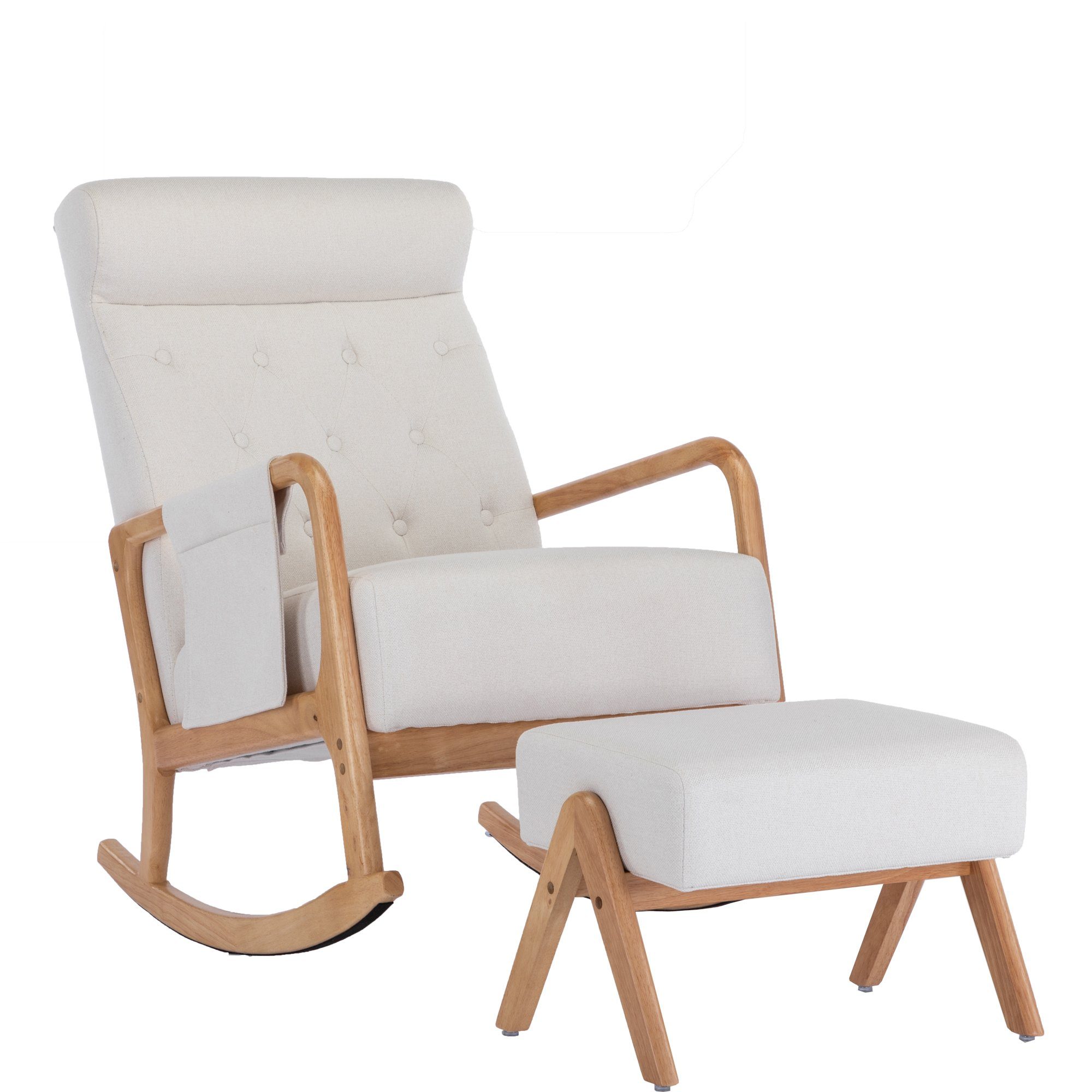 Ulife Schaukelstuhl Wohnzimmer Bequemer Schaukelstuhl mit Hocker (Set, 2 St)