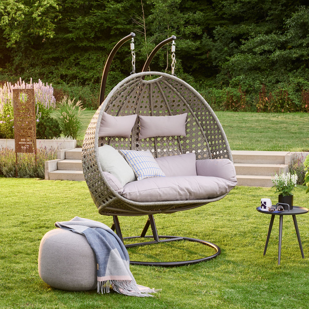 Home Deluxe Polyrattan Hängesessel TWIN grau