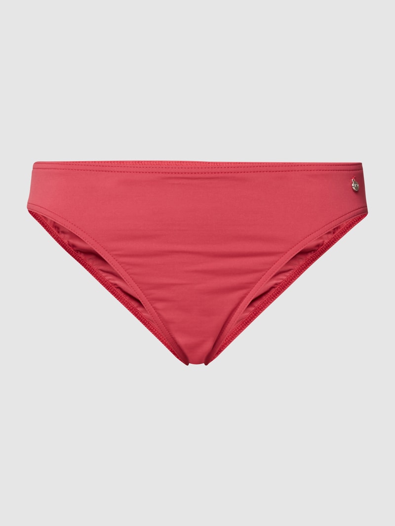 Bikini-Hose mit Label-Applikation in hellrot