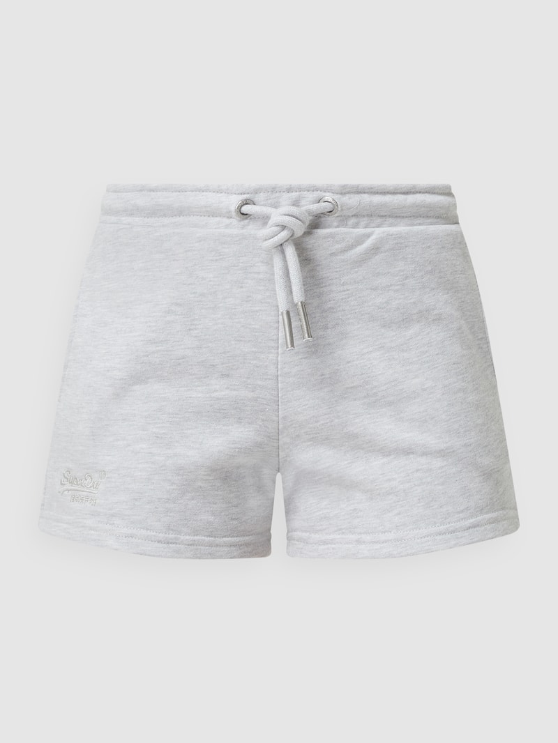 Sweatshorts mit Logo-Stickerei in hellgrau meliert