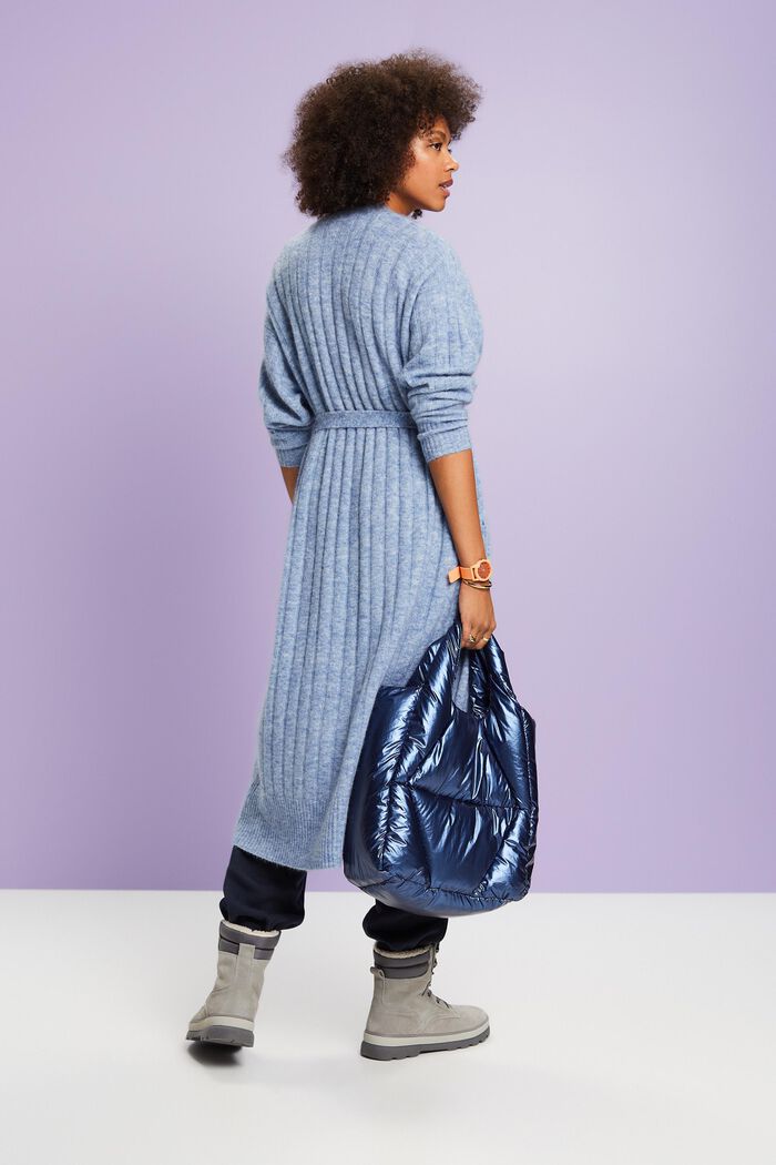 Rippstrick-Longcardigan mit Gürtel