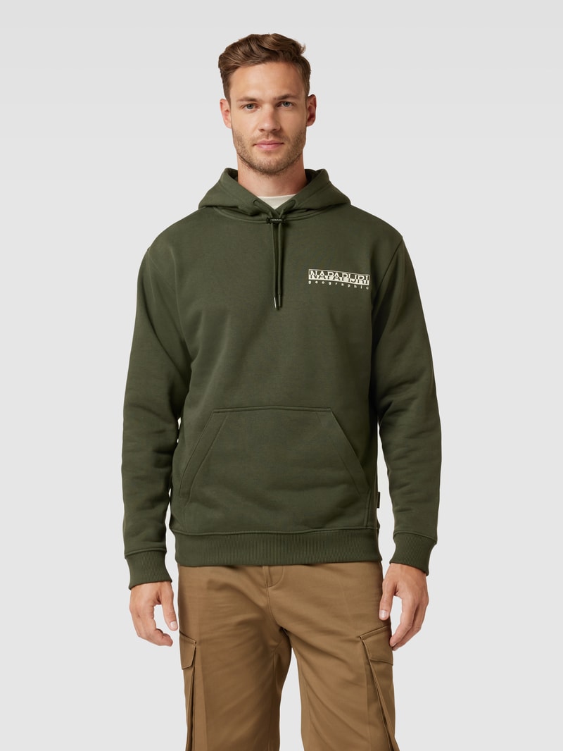 Hoodie mit Label-Print in olivgrün