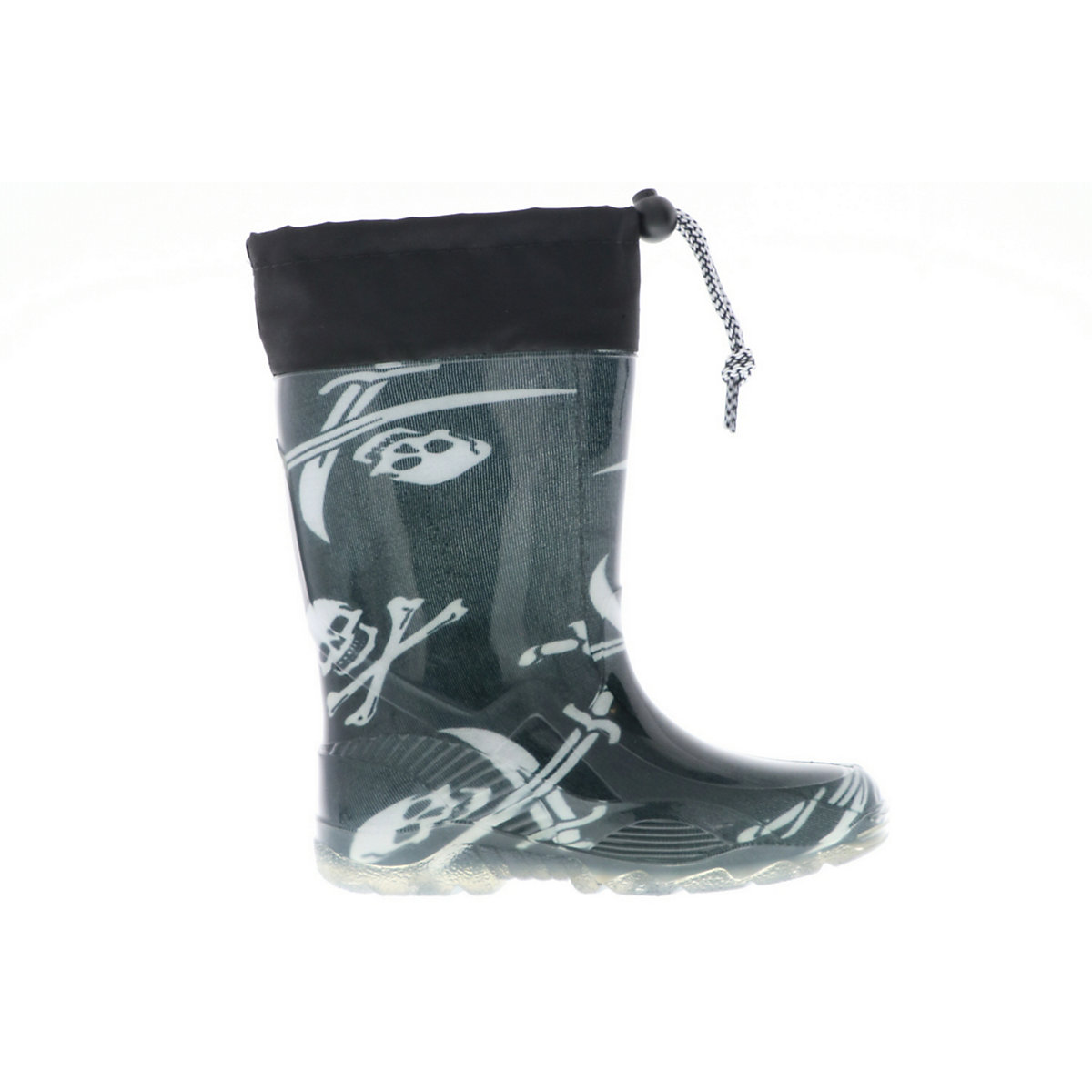 Kinder Mädchen Jungen wasserdichte Gummistiefel Regenschuhe Stiefelette Pirat Totenkopf schwarz/weiß
