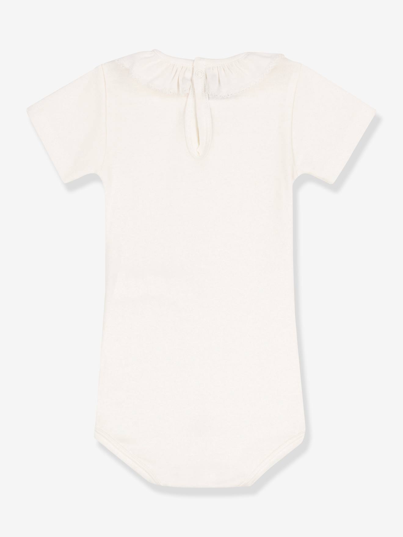 Body manches courtes collerette en coton bio PETIT BATEAU blanc