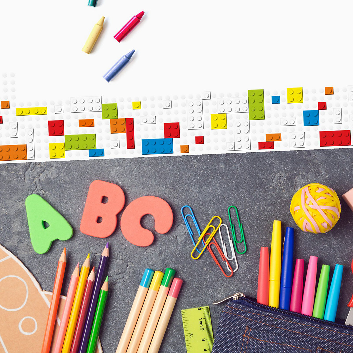 Papierunterlage A2 Schreibtischunterlage Bausteine bunt Schreibtischunterlagen