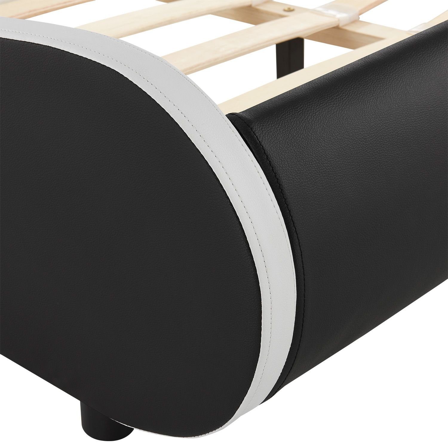Juskys Polsterbett Valencia, 140 x 200 cm, Doppelbett mit Lattenrost, LED-Beleuchtung und Fernbedienung