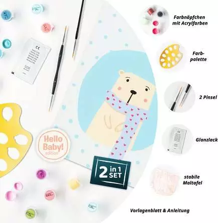 CreArt Hello Baby Set - Malen nach Zahlen für Erwachsene