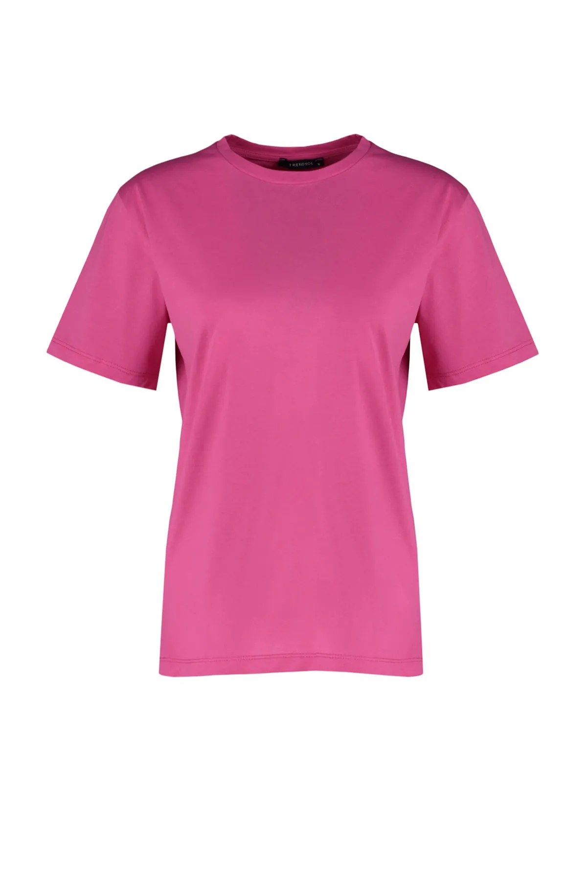Trendyol Collection  Fuchsia, 100 % Baumwolle, Oversize/Weitform, Rundhals-Strick-T-Shirt TWOSS20TS0134