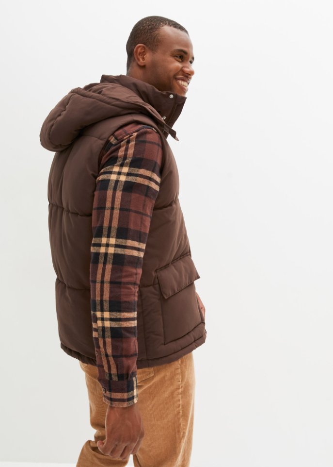 Steppweste mit abnehmbarer Kapuze aus recyceltem Polyester