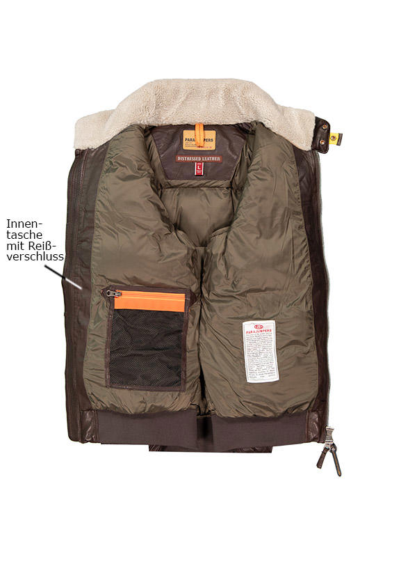 PARAJUMPERS, Lederblouson, Lammnappa wattiert, braun