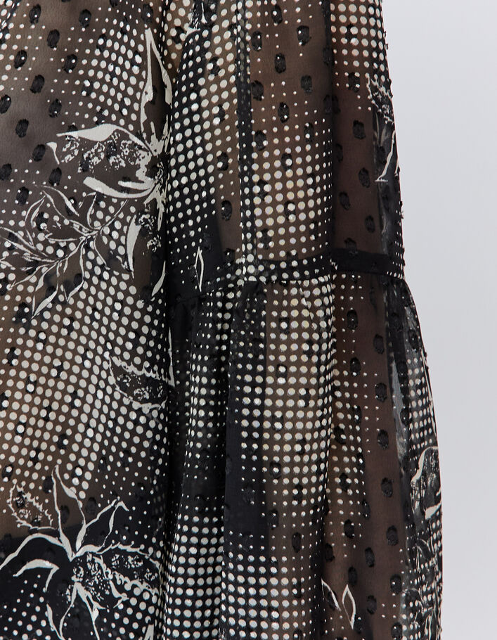Blouse noire imprimé dandy flower écru Femme
