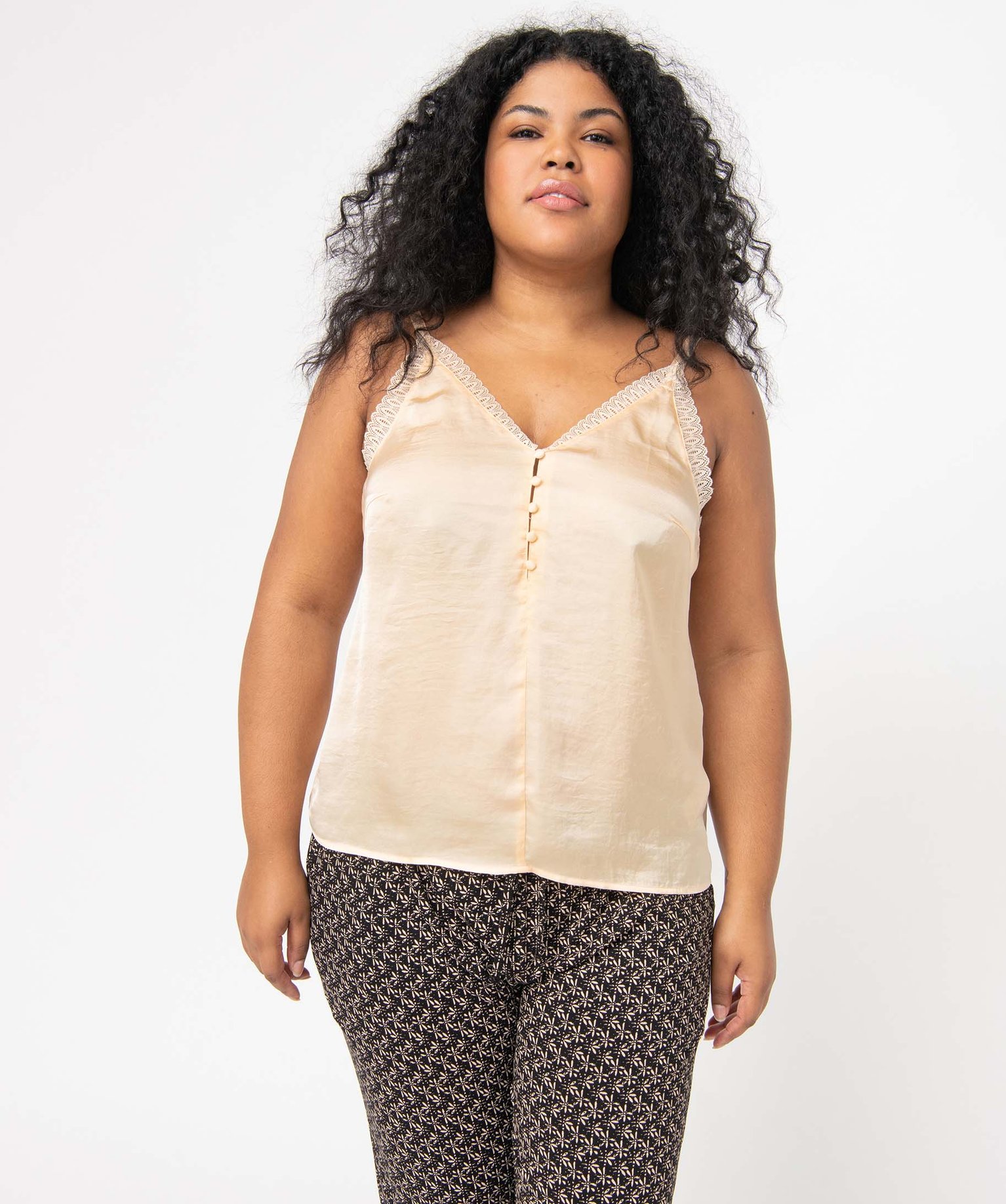 Débardeur femme grande taille en satin, viscose stretch et ... ecru | GEMO