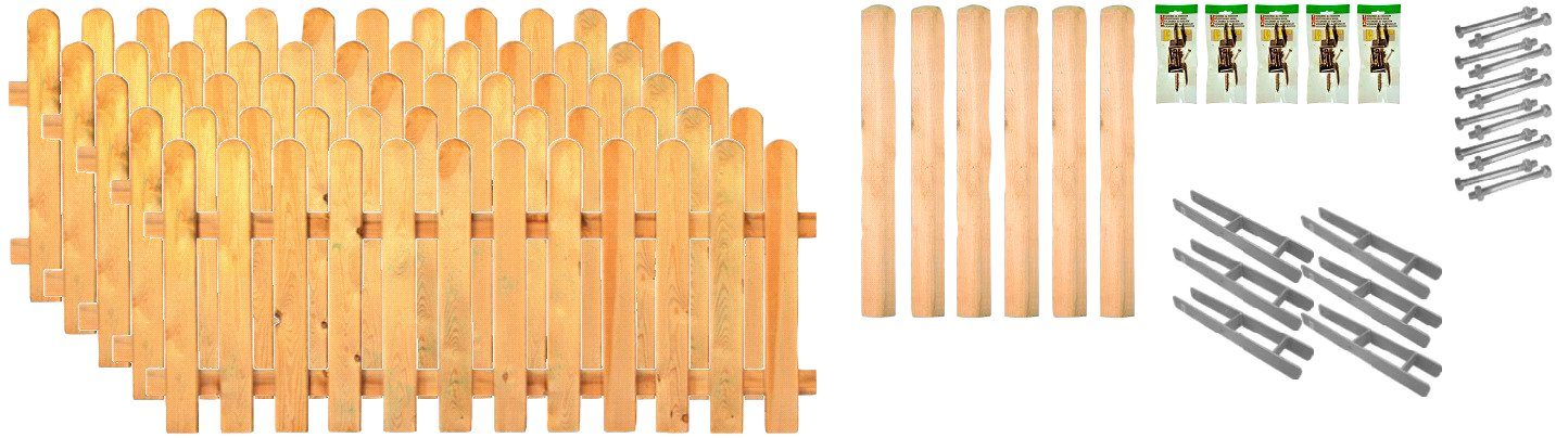 Tetzner & Jentzsch Staketenzaun Lakeland 3, (Set), 5 Elemente, LxH: 954x100 cm