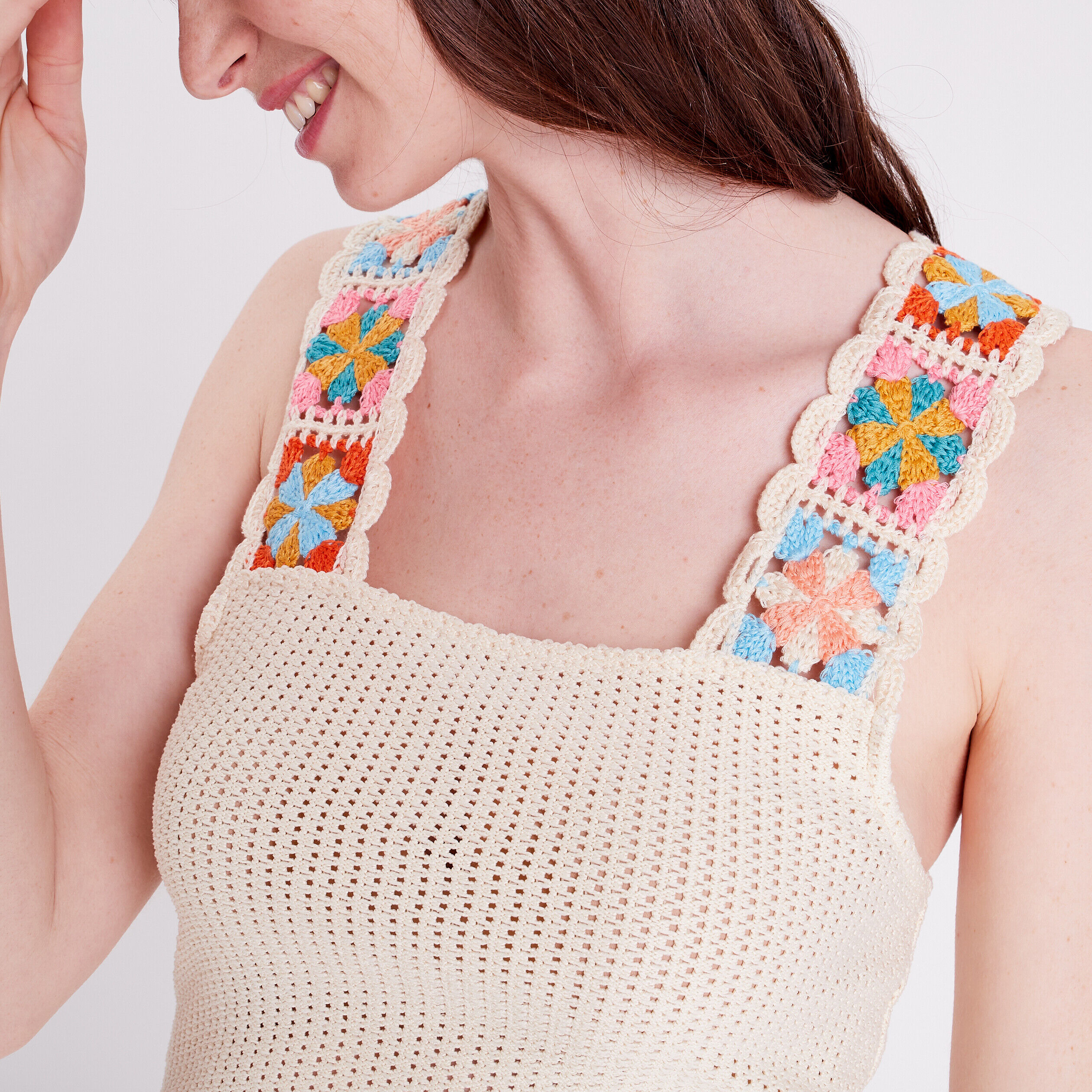 Débardeur bretelles en crochet ecru femme | Cache Cache