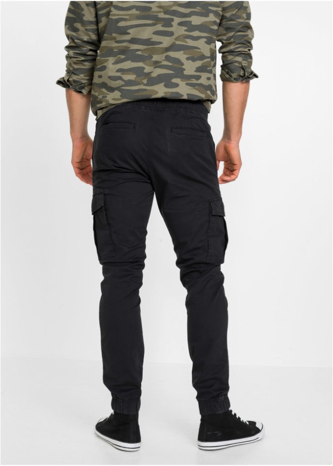 Slim Fit Stretch-Schlupfhose mit Cargotaschen, Straight
