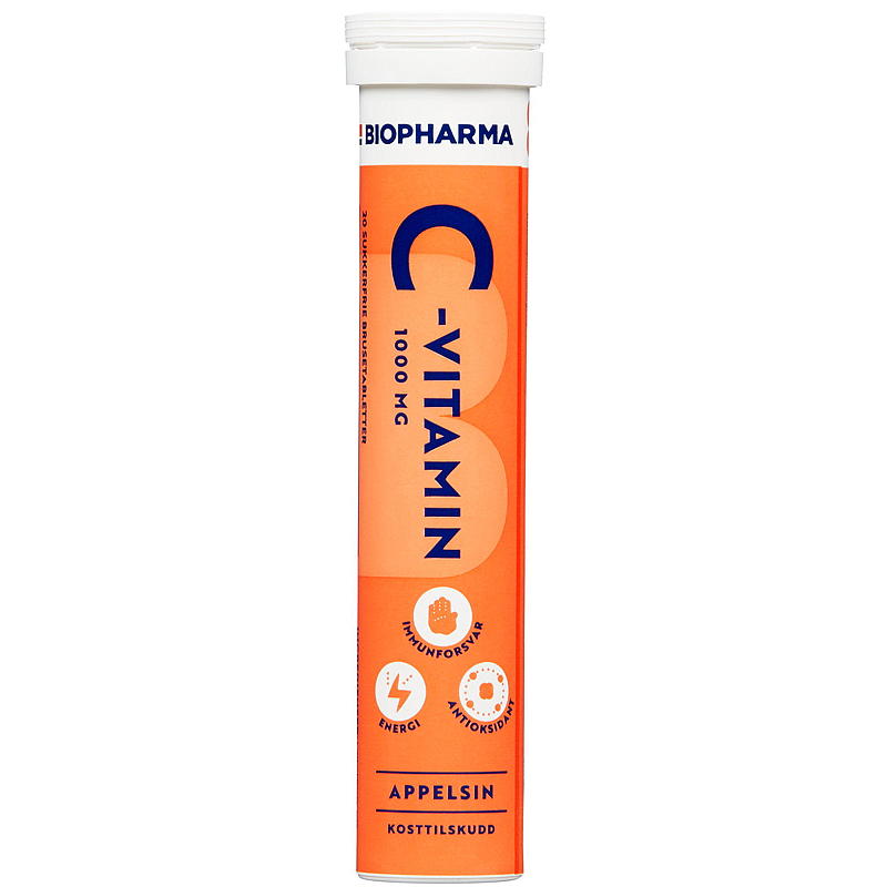 Biopharma C-vitamin 20 stk Appelsin, brusetab., Biopharma