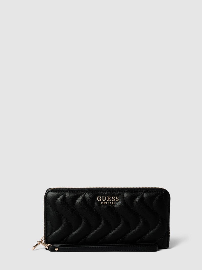 Portemonnaie mit Label-Applikationen in schwarz