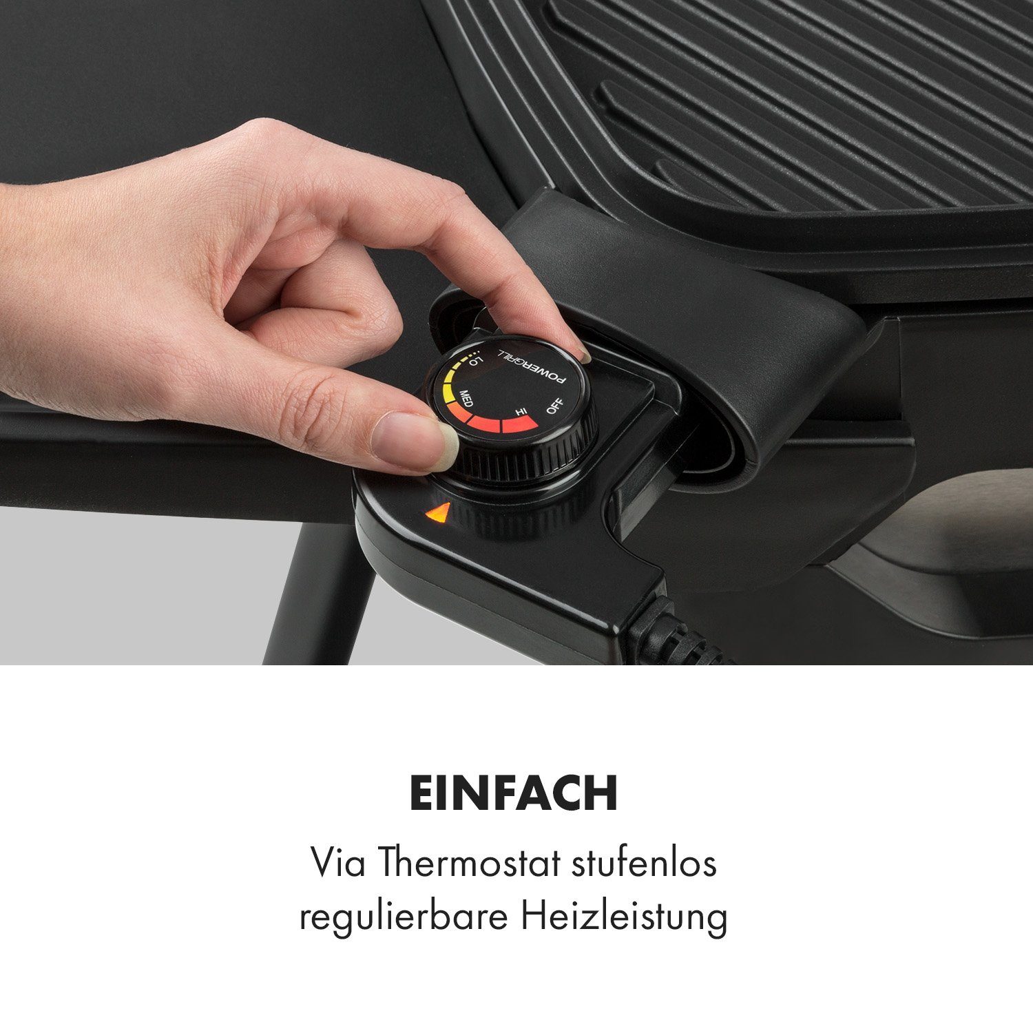 Klarstein Kontaktgrill Gatsby, 2000 W, große Seitentische, Grillplatte mit Antihaft-Beschichtung