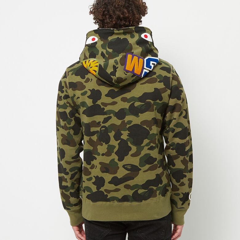 A Bathing Ape 1ST Camo Shark Full Zip Hoodie green