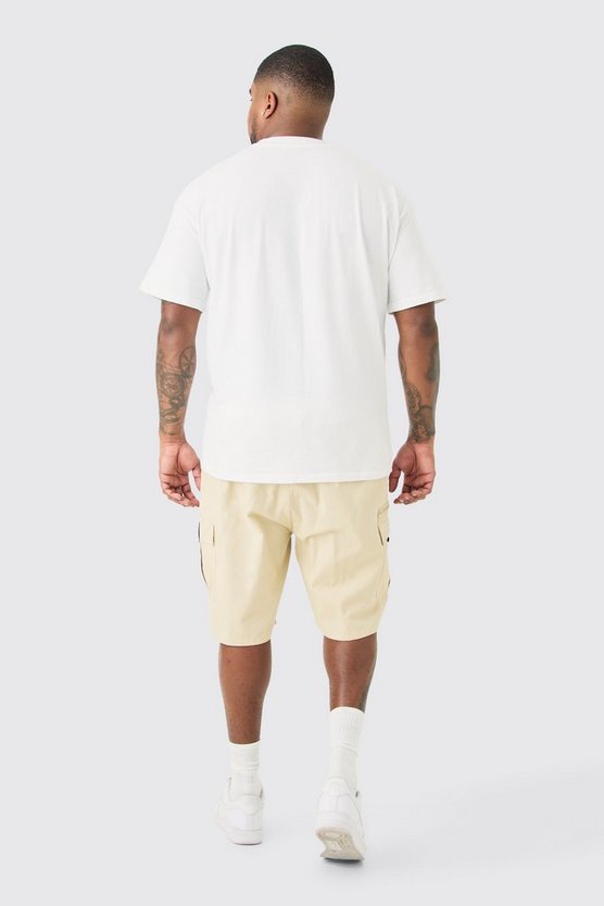 Plus lockere Twill Cargo-Shorts mit Reißverschluss-Detail