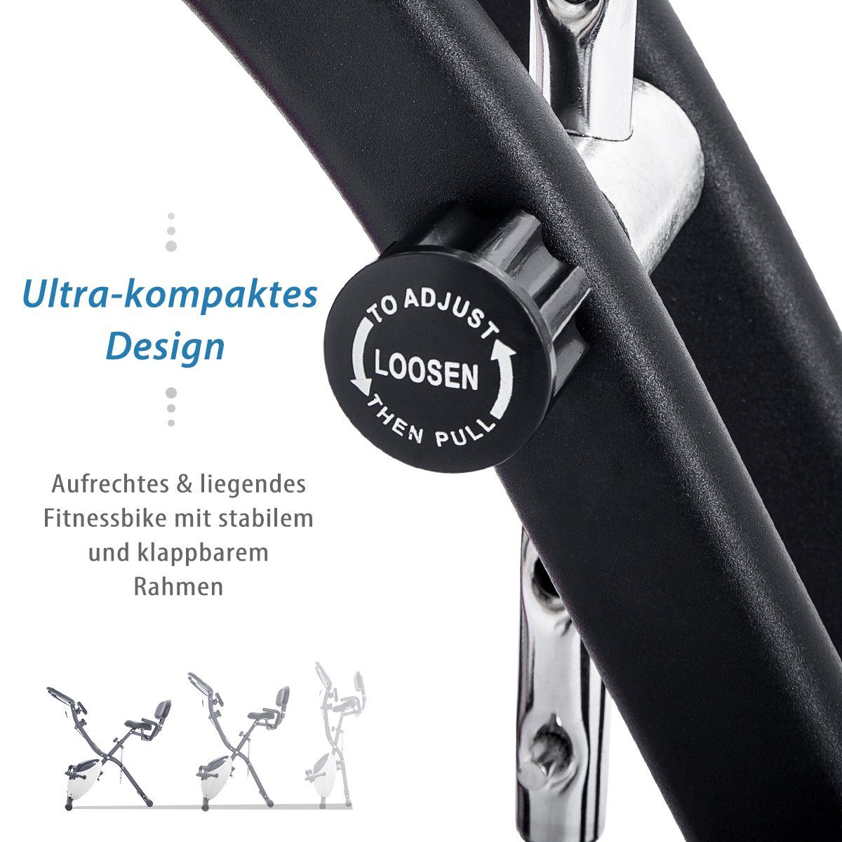 WISHDOR Heimtrainer Magnetisch faltbares Fitnessfahrrad (Der klare digitale Monitor, 4-in-1-Fitnessdesigns), Verbesserte Spannkraftregelung Ultrakompaktes Design