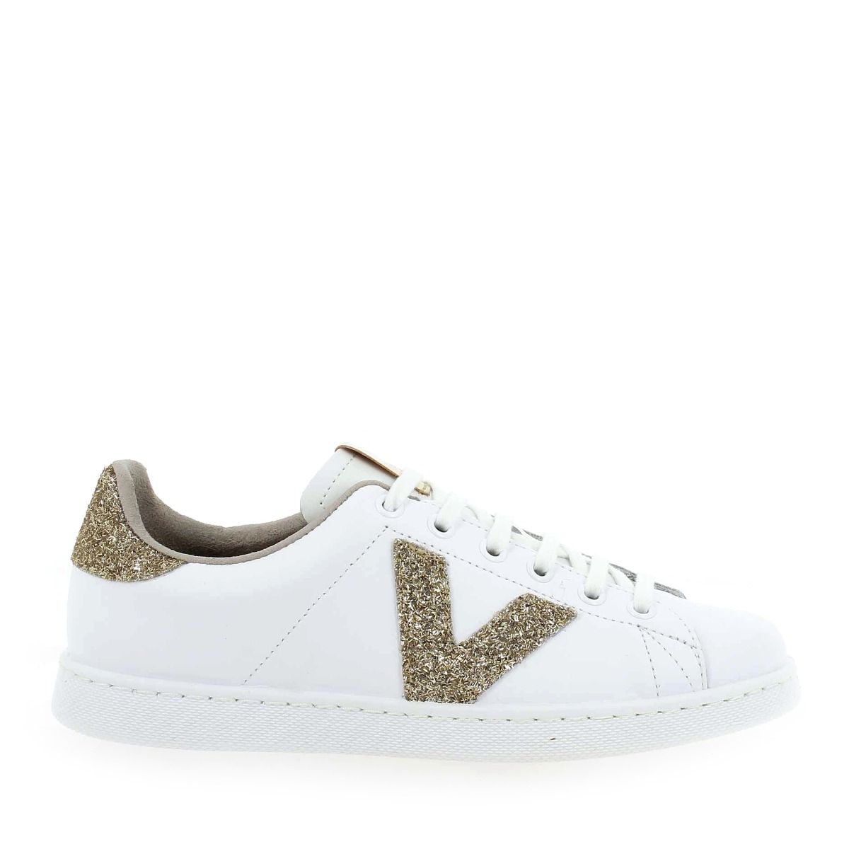 Victoria  1125188 TENIS PIEL VIRUTAS GLITTER - Blanc Marron Platine
