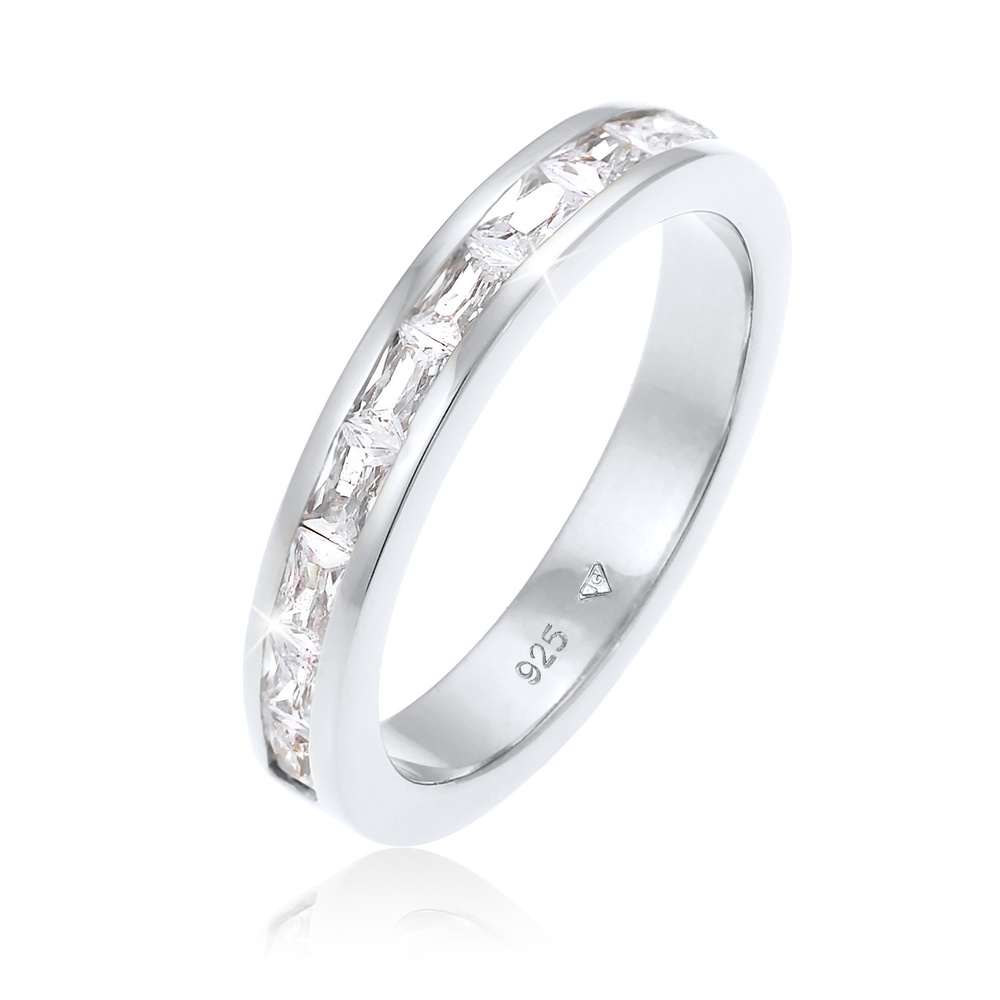 Elli Elli Bague Baguette Coupée Élégante avec Cristaux de Zircone Bague Femme - (925/1 Bague