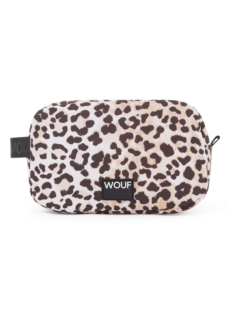 Trousse de toilette Wouf Kim grand format avec imprimé léopard et logo