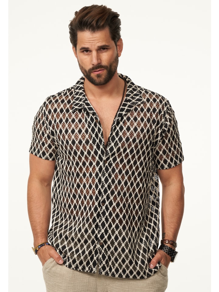 SOULSTAR Kurzarmhemd - im Vintage Summer-Look Kurzarm Strick Polo-Hemd T-Shirt in Black günstig kaufen