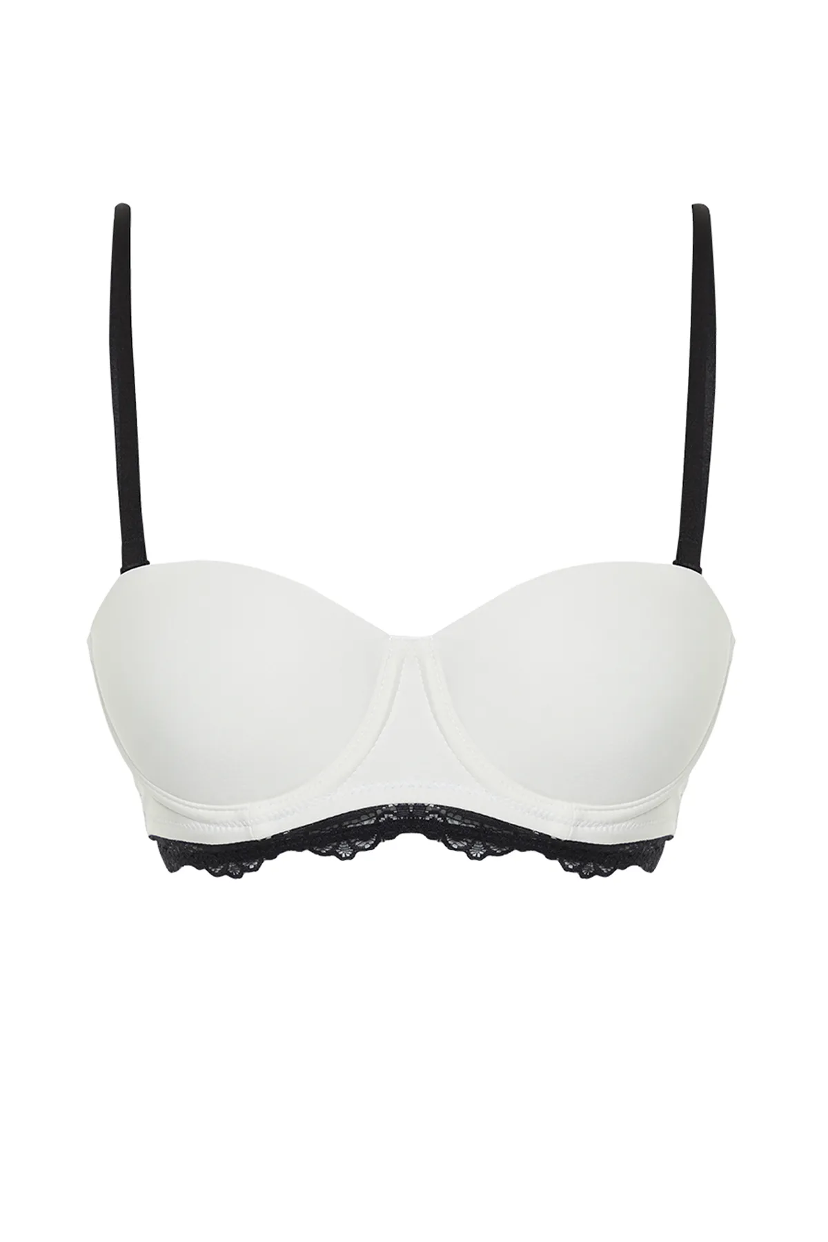 Trendyol Collection  Weißer Strick-BH mit kontrastierenden Mikro-Seilträgern und Spitzendetail THMSS24SU00027