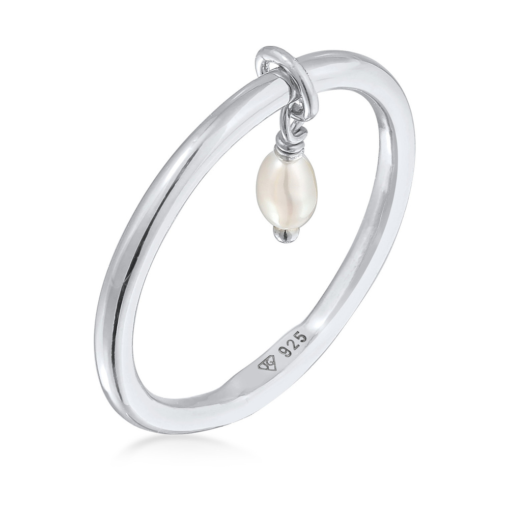Elli Elli Bague Femmes Pile Basique avec Perle d'eau douce en Argent Sterling 925 Bague