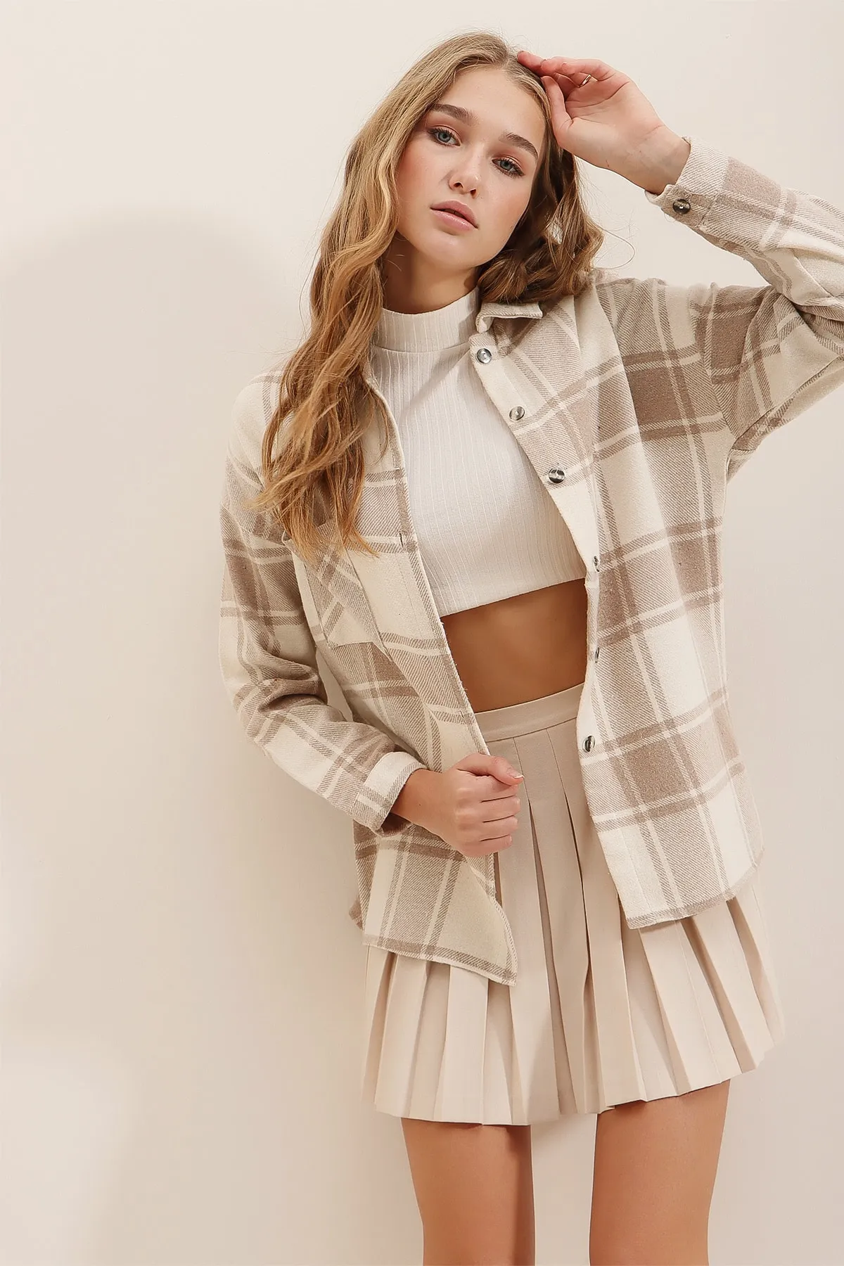 Trend Alaçatı Stili  Hemd - Beige - Oversized