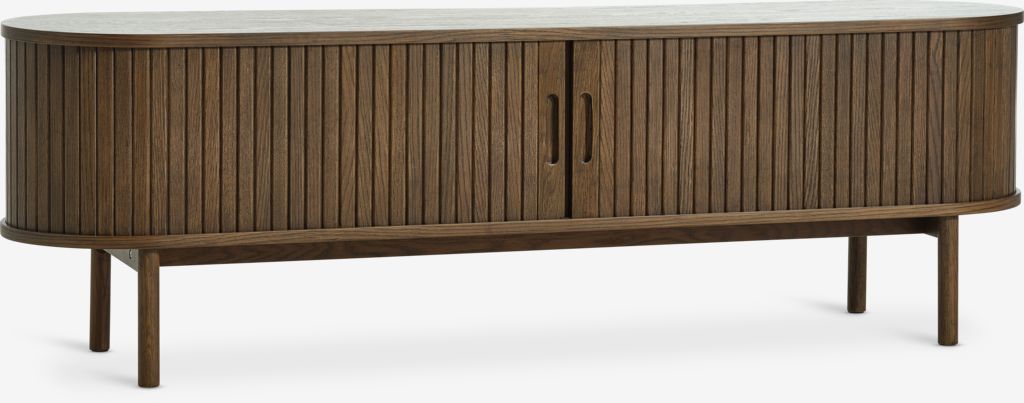 LYNGVIG Meuble TV LYNGVIG 160cm 2 portes latérales avec volets roulants, chêne foncé