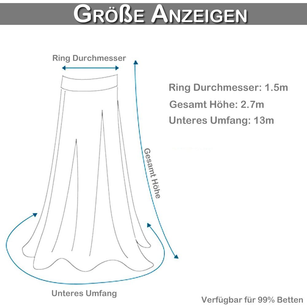 Rosnek Moskitonetz Deckenmontiertes, Doppelte Farbe, für Twin Full Queen King, Dome Betthimmel mit Haken