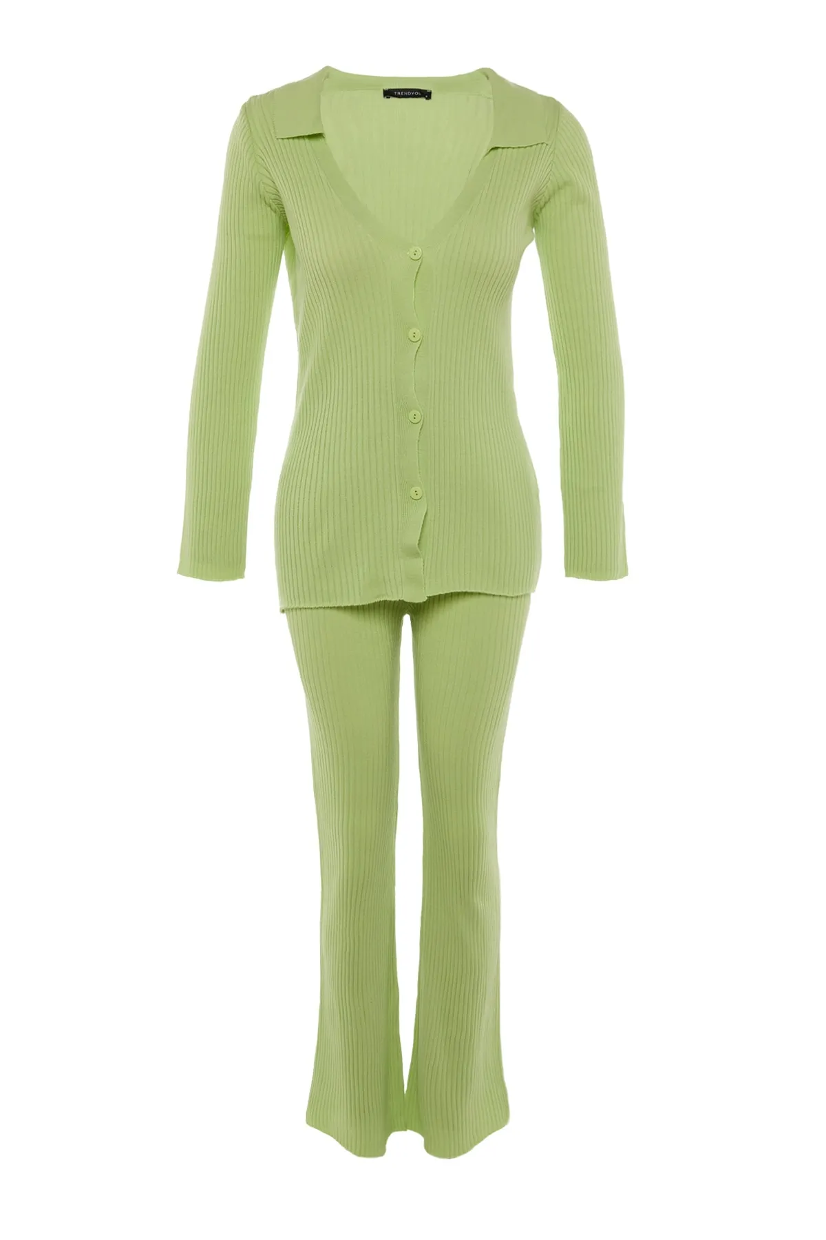 Trendyol Collection  Mint Basic Strickoberteil und -unterteil im Set mit Polokragen TWOAW23AU00007
