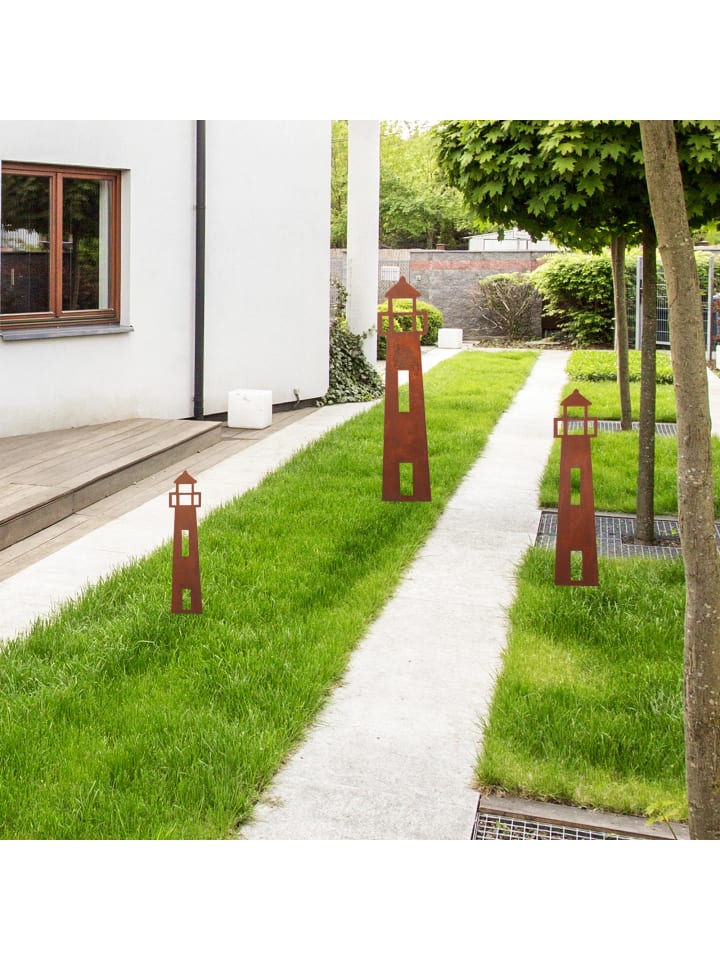UNUS Gartenstecker Rost Leuchtturm in Braun günstig kaufen