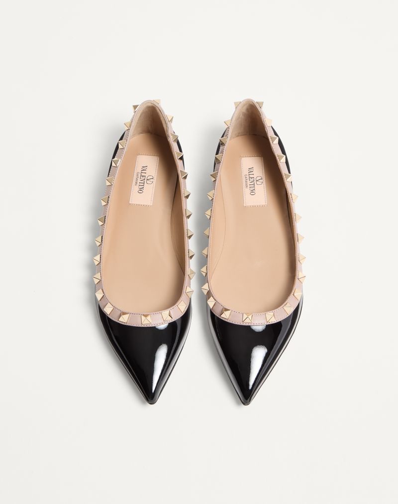 Rockstud ballerina i laklæder