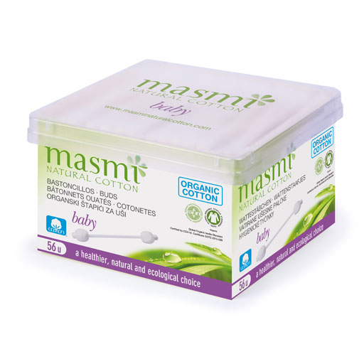 BIO WATTESTÄBCHEN Baby 100% Bio-Baumwolle MASMI  56 St